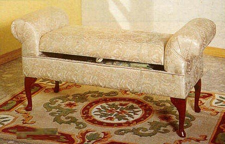 Queen Anne Style Legs Vanity Bench/Chair W/Upholstered Storage