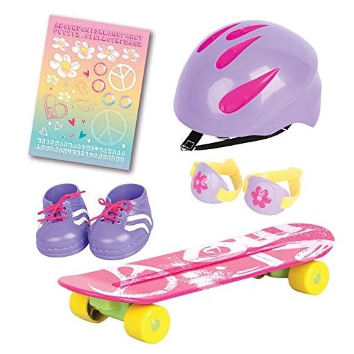 Click n' Play Doll Skateboard Set and Accessories. Perfect For 18 inch