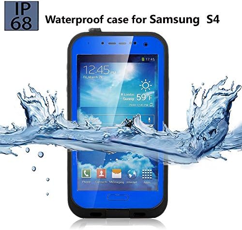 Galaxy S4 Waterproof Case, Underwater Waterproof, Dust Proof, Snow Proof, Shock Proof, Dirt proof, Sweat Proof Case with Touched Transparent Screen Protector, Heavy Duty Protective Carrying Cover Case, Durable Full Sealed Protection Case Cover for Samsung Galaxy S4 (Dark blue)