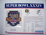 1999 St Louis Rams vs Tennessee Titans NFL Super Bowl 34 (XXXIV) 2000 Kurt Warner MVP Willabee Ward Patch and Stat Panel Card