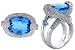 Large 18K White Gold Ladies Blue Topaz, Diamond Ring. Sized to order