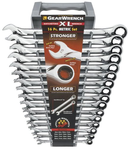 Gear Wrench 85099 16 Piece Metric XL Ratcheting Wrench Set