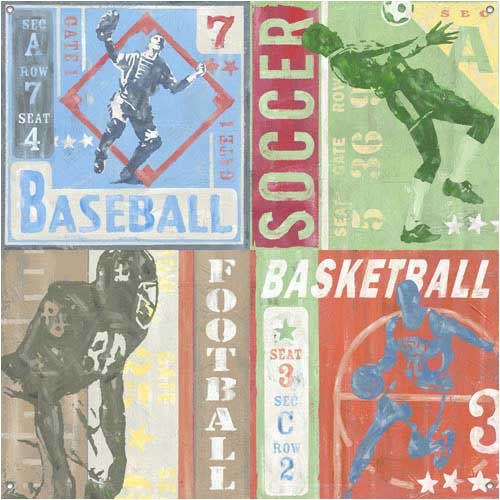 Mural Banner Game Tickets Team Sports 42x42, with Grommets