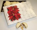 Scott's Cakes 1 lb. White Chocolate Macadamia Nut Pattie in a Poinsettia Box