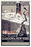 Anchor Line, Glasgow to New York Travel Giclee Poster Print by Kenneth D. Shoesmith, 24x36