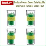 Bodum 10958-565 Presso 10 oz. Green Grip Double Wall Glass Tumbler Set Of 4 by Bodum