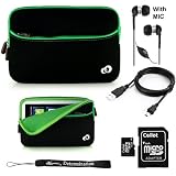 Green w/ Black Slim Design Soft Neoprene Carrying Cover Case with extra pocket for Pandigital Novel 7 Color Multimedia White eReader + Indlues a 4-Inch Determination Hand Strap + Includes a Crystal Clear HD Noise Filter Handsfree with Mic and Mute Button + Includes a 4GB Micro SD Card with SD Adaptor + Includes a USB Data Sync Cable for your eReader (Mini USB Type)