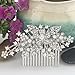 EVER FAITH Women's Austrian Crystal Wedding Elegant 3 Flower Leaf Hair Comb
