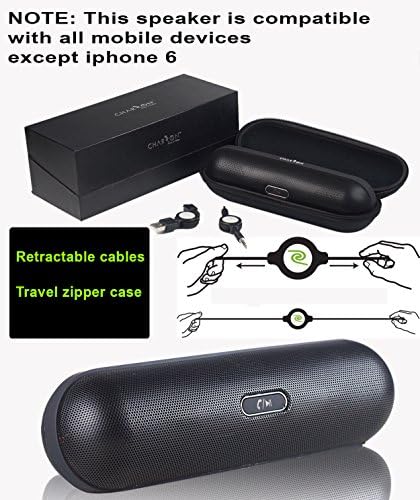 Portable stylish Super X (2 speaker) Bluetooth Wireless Speaker + Handsfree speakerphone CHARZON TUBE for all Android Smart Phones / iPad / Tablets / Macbook / Notebooks, iphones except iphone 6 & 6+ / (BLACK)