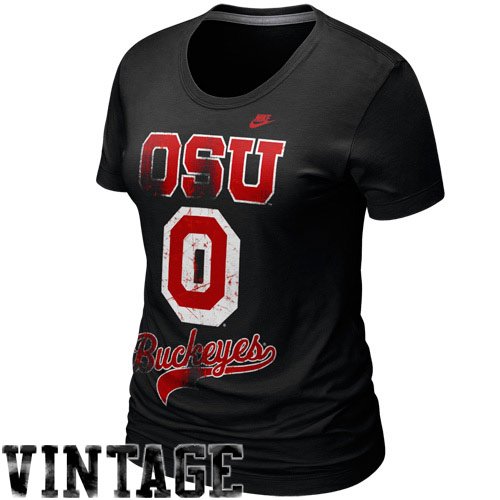 Ohio State Ladies Old School T Shirt - Black (S)