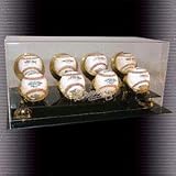 Ultimate 8 Ball with Gold Rings and Riser Display Case with Engraved MLB Team Logo
