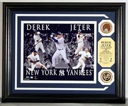 Derek Jeter Dominance Photo Mint w/24KT Gold Coin & authentic infield dirt - NY Yankees Plaque