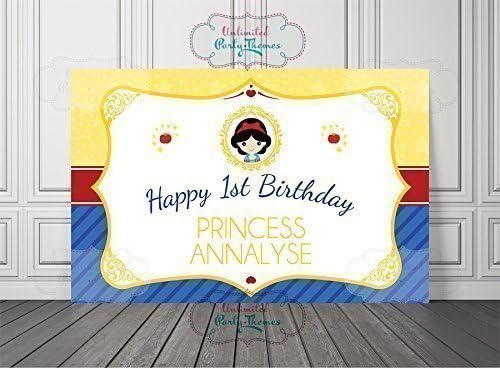 Personalized Snow White Vinyl Birthday Banner Snow White Party Banner