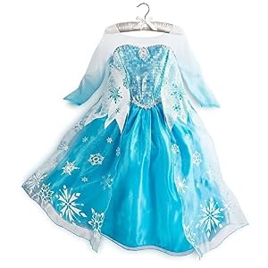 TOPWELL88 New Fashion Girl's Princess Elsa Dress Kids Cosplay Snow Queen Dress Costumes (140cm)