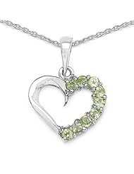 0.45 Carat Genuine Peridot Heart Shape 925 Sterling Silver Pendant
