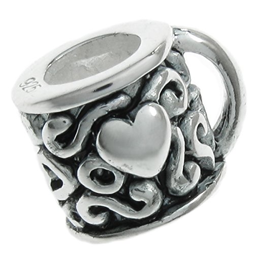 Sterling Silver Tea Cup / Coffee Mug with Heart European Style Bead Charm