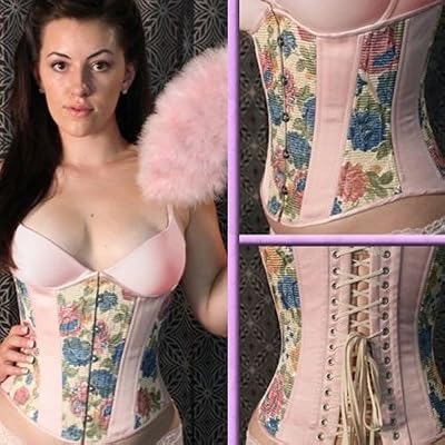 Timeless C-24 Floral Tapestry with Soft Pink Satin Trim Underbust Corset img