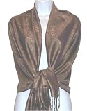 70% Pashmina 30% Silk Paisley Self-Design Shawl / Wrap / Stole - Chocolate Brown