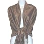 70% Pashmina 30% Silk Paisley Self-Design Shawl / Wrap / Stole - Chocolate Brown