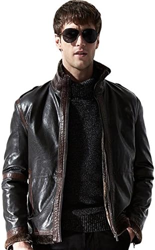 Duoduo888 Winter men's fashion casual jacket thick fur leather Slim coat outwear X-Large