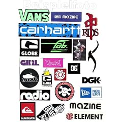 Skate Sticker Set, 20 Aufkleber verschiedener Marken