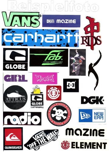 Produkt-Bild: Skate Sticker Set, 20 Aufkleber verschiedener Marken