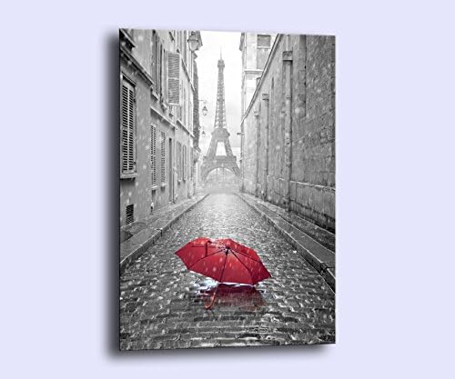 Generic US High-tech HD Print Landscape Oil Painting Art On Canvas land.030 Eiffel Tower Red umbrella 24x36inch Unframed