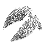 Tressa Sterling Silver White Cubic Zirconia Angel Wings Earrings Delicate .925 Stamp Hypoallergenic