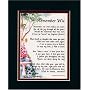 "Remember Me" Touching 8x10 Bereavement Poem, Double-matted in Dark Green Over Burgundy. Enhanced with Watercolor Graphics.