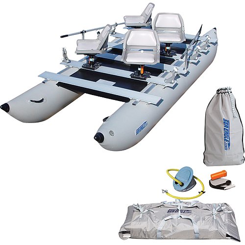 Sea Eagle 440fc 14.3ft Inflatable Motormount Pontoon Boat Incl Oars
