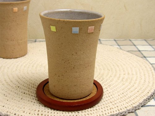 フリーカップ ビアマグ ミニタイルシリーズ 益子焼き ホソカワカオリ作 手作り陶器 作家もの
