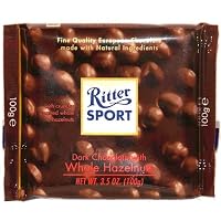 Ritter Sport Dark Chocolate with Roasted Whole Hazelnuts , 3.5 Oz (100 G)