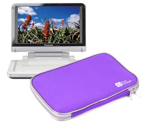 DURAGADGET Lightweight Purple 10 Sleeve Carry-Case For Panasonic DMP-B100 Portable DVD Players
