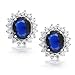 Classic Estate Vintage Style Crown 1.5 CT AAA CZ Halo Oval Navy Blue Cubic Zirconia Stud Earrings For Women Simulated Sapphire Silver Plated Brass