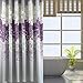 Gray Background and Flowers Pattern, Waterproof Washable Printed Polyester Fabric Shower Curtain for Bathroom (72inch78inch, Purple)