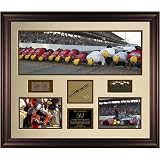 Jeff Gordon Framed Brickyard Panoramic with Autographed Plate, Brick, and Track Pieces