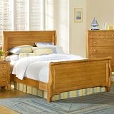Alexander Julian's Cottage Sleigh Bed (Pinstripe Pine) (California King) by Vaughan-Bassett