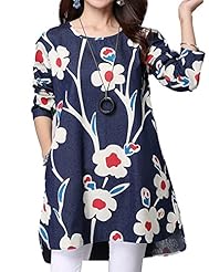 Floral Print Denim Long Sleeves  Dress