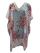 Womens Sheer Poncho Kaftan Chiffon Dress White