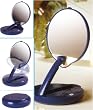 Lighted Adjustable 10X Mirror Compact in Blue Case