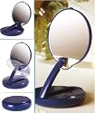 Lighted Adjustable 10X Mirror Compact in Blue Case