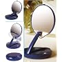 Lighted Adjustable 10X Mirror Compact in Blue Case