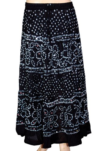 Ethnic Designer Boho Bohemian Tie & Dye, Sequins Work Cotton Long Skirt