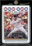 2008 Topps Baseball Cards # 250 Jonathan Papelbon - Boston Red Sox - MLB Baseball Trading Card in a Protective Screw Down Display Case