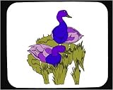 Decorated Mouse Pad with green, blue, fowl, birds, purple, grass