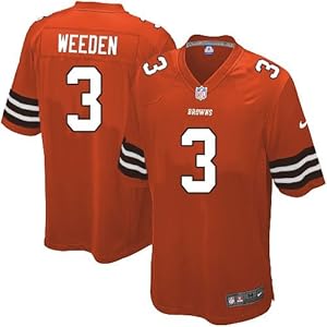 Cleveland Browns #3 Brandon Weeden Game Orange Men Jersey(X-Large)