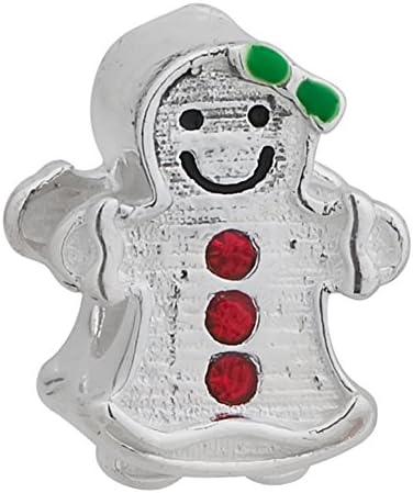 925 Sterling Silver Christmas Cookie Girl Beads Fit Pandora Charms