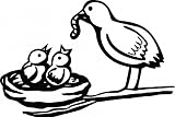 Removable Wall Decals- Mother bird feeding birds in nest