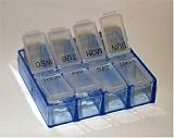 Peek-a-box 8 Compartments Pill Box Organizer Transparent Blue- Made in the Usa