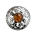 Sterling Silver And Amber Celtic Style Brooch